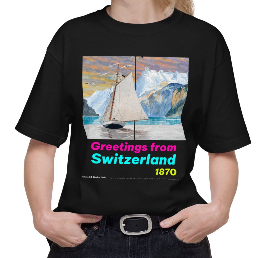 Tシャツ-DRY VINTAGE:Retro Souvenir | スタンダードミドルウェイトTシャツ | 男女兼用 | ユニセックス | Greetings from Switzerland 1870