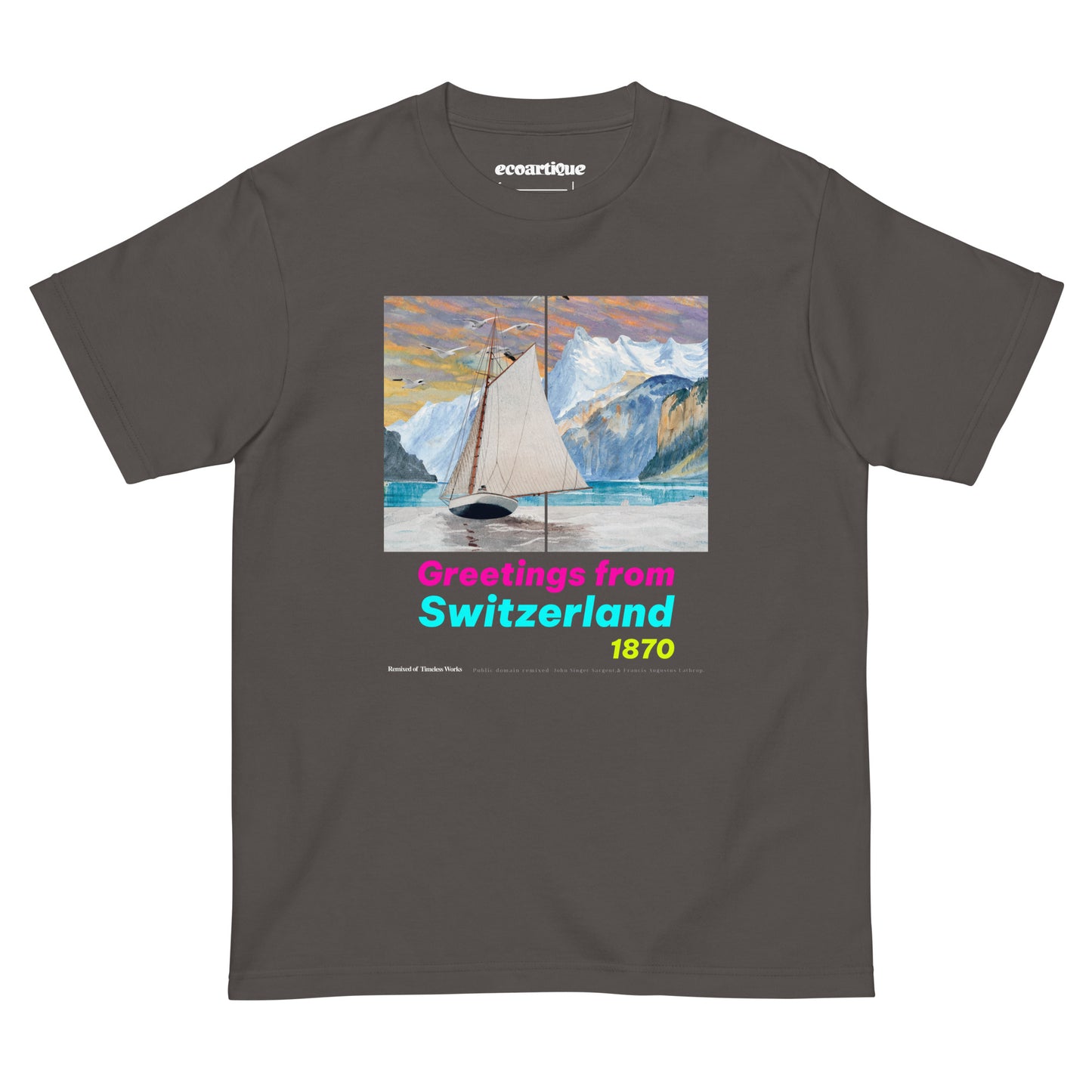 Tシャツ-DRY VINTAGE:Retro Souvenir | スタンダードミドルウェイトTシャツ | 男女兼用 | ユニセックス | Greetings from Switzerland 1870