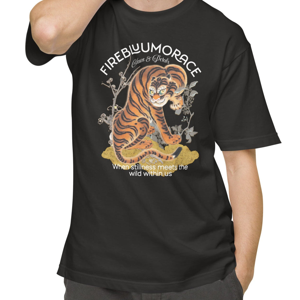 Tシャツ | スタンダードミドルウェイトTシャツ | 男女兼用 | ユニセックス | FIREBLOOM TRACE-Black