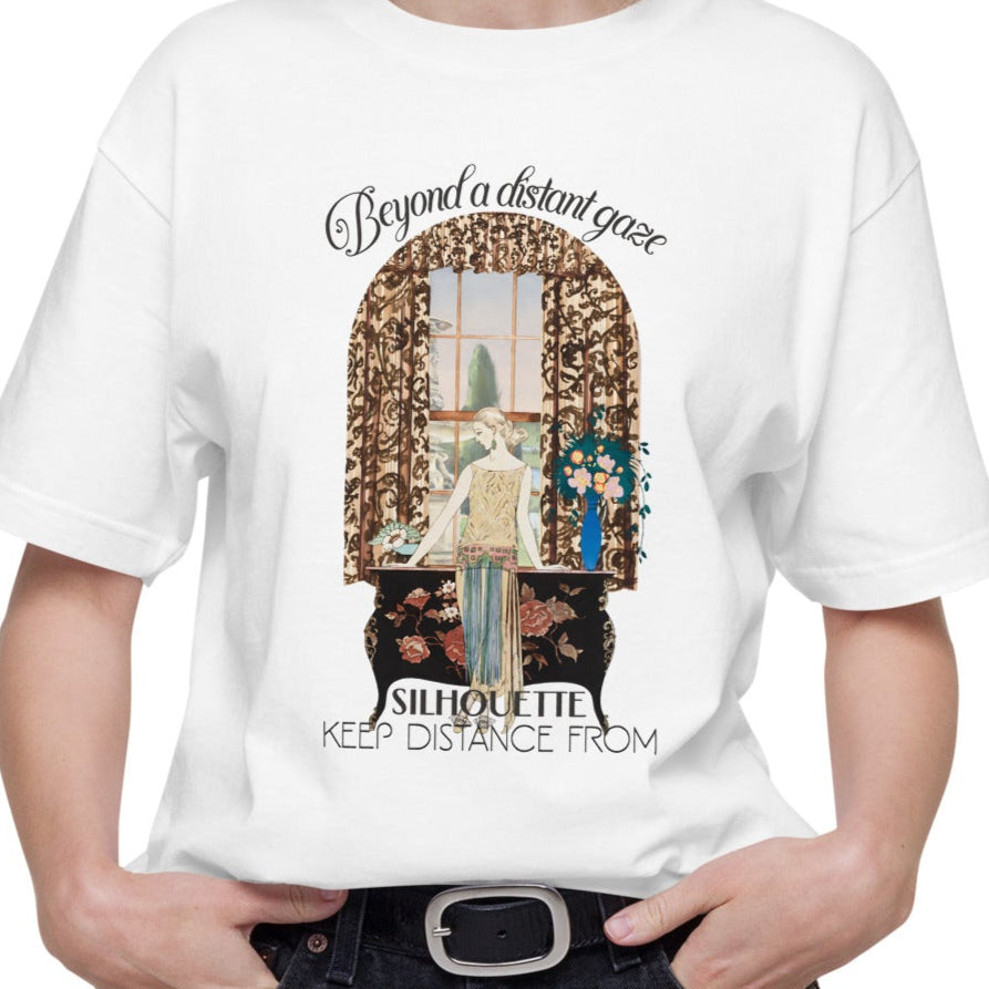 Tシャツ | スタンダードミドルウェイトTシャツ | 男女兼用 | ユニセックス | Silhouette—Keep Distance From-White