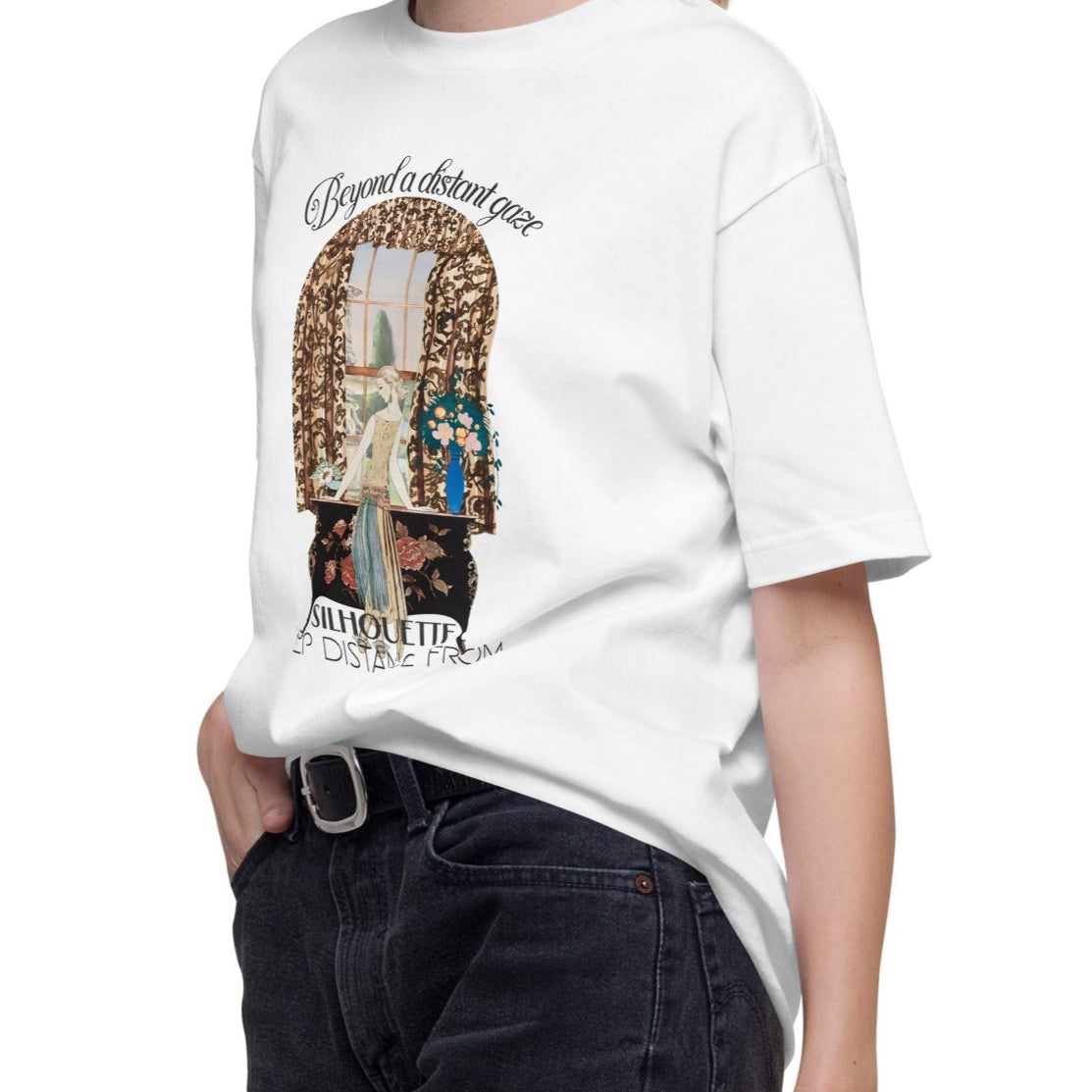 Tシャツ | スタンダードミドルウェイトTシャツ | 男女兼用 | ユニセックス | Silhouette—Keep Distance From-White