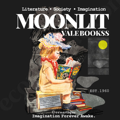 Tシャツ-DRY VINTAGE:Retro Souvenir  | スタンダードミドルウェイトTシャツ | 男女兼用 | ユニセックス | Moonlit Vale Bookss-Black