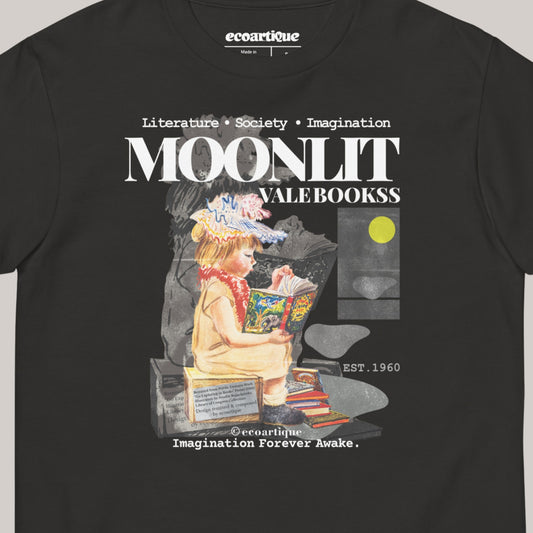 Tシャツ-DRY VINTAGE:Retro Souvenir  | スタンダードミドルウェイトTシャツ | 男女兼用 | ユニセックス | Moonlit Vale Bookss-Black