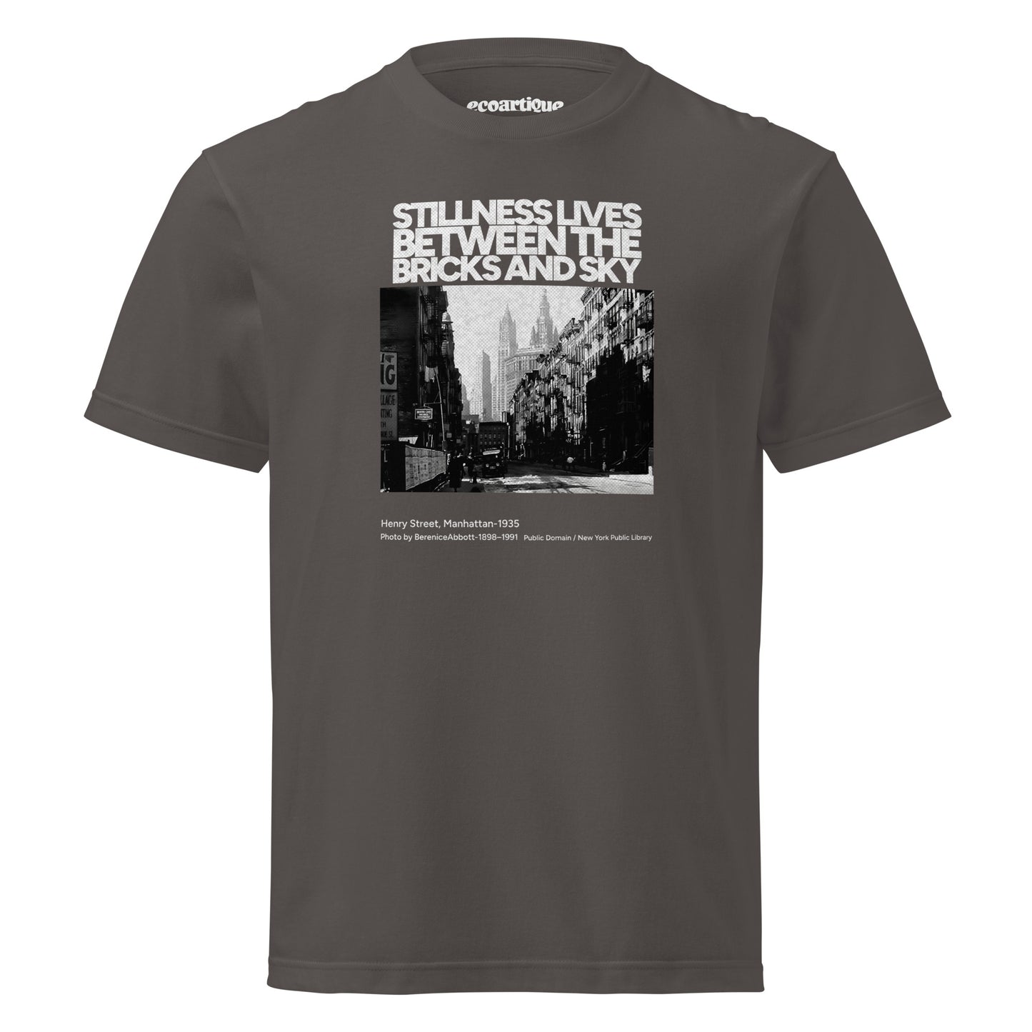 Tシャツ | スタンダードミドルウェイトTシャツ | 男女兼用 | ユニセックス | Stillness lives between the bricks and sky-smoky black