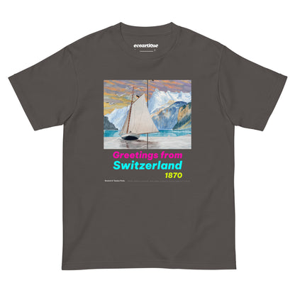 Tシャツ-DRY VINTAGE:Retro Souvenir  | スタンダードミドルウェイトTシャツ | 男女兼用 | ユニセックス | Greetings from Switzerland 1870