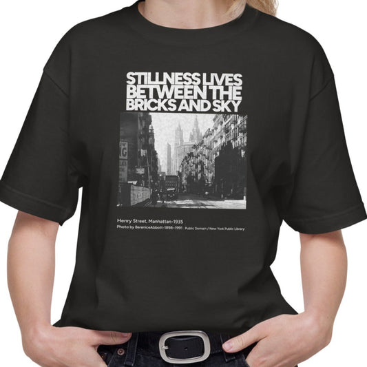 Tシャツ | スタンダードミドルウェイトTシャツ | 男女兼用 | ユニセックス | Stillness lives between the bricks and sky-smoky black