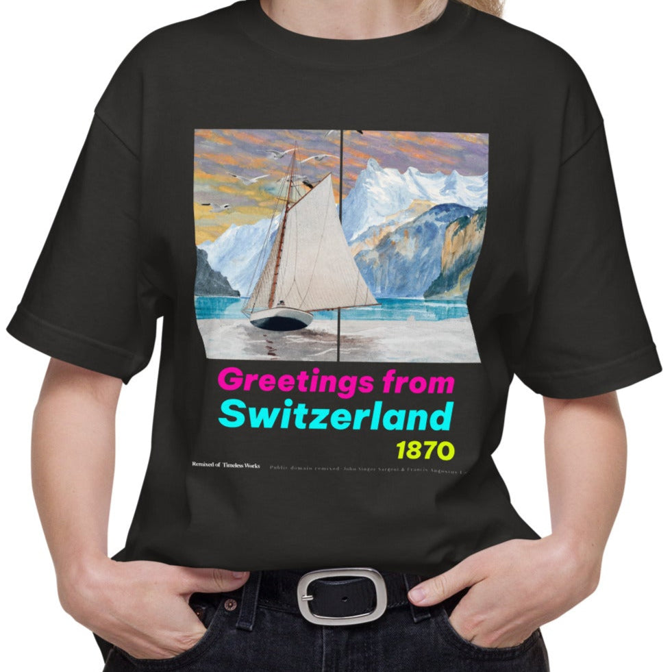 Tシャツ-DRY VINTAGE:Retro Souvenir  | スタンダードミドルウェイトTシャツ | 男女兼用 | ユニセックス | Greetings from Switzerland 1870