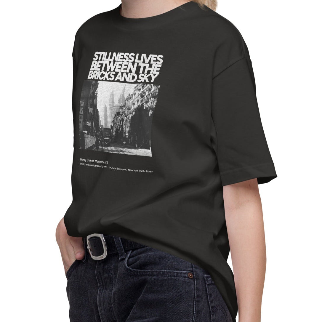 Tシャツ | スタンダードミドルウェイトTシャツ | 男女兼用 | ユニセックス | Stillness lives between the bricks and sky-smoky black